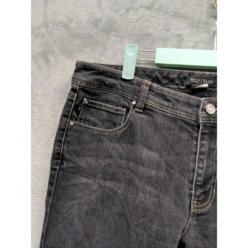 WHITE HOUSE BLACK MARKET Women Jean Mid Rise Straight Leg Charcoal W:35 L:29.5 - Picture 3 of 9